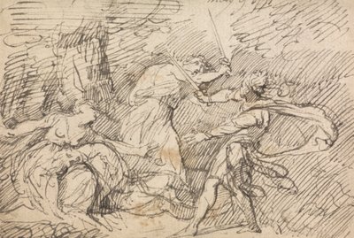 Two Men Fighting Before a Woman by John Hamilton Mortimer